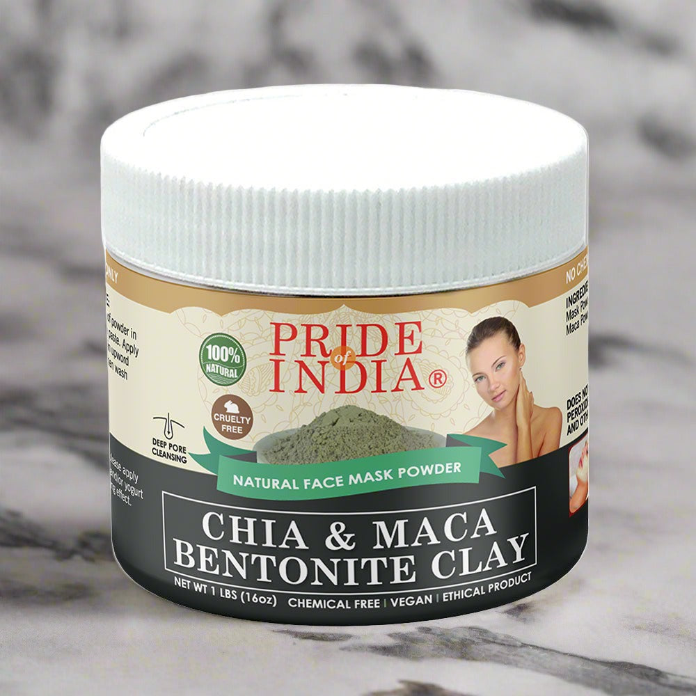 Chia & Maca Healing Bentonite Clay Natural Face Mask Powder, 1 Pound