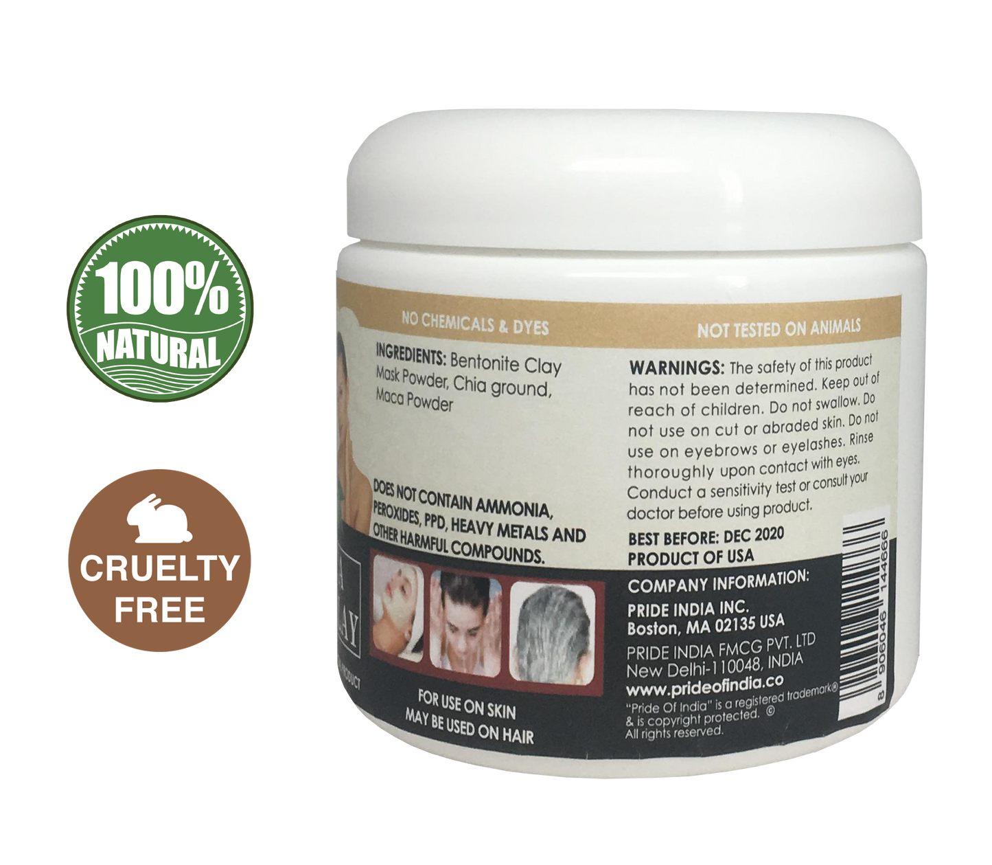 Chia & Maca Healing Bentonite Clay Natural Face Mask Powder, 1 Pound